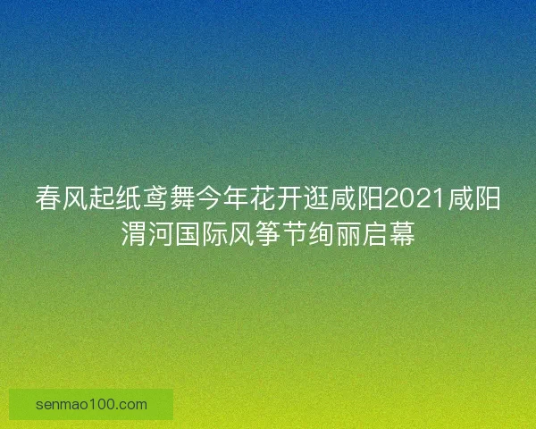 春风起纸鸢舞今年花开逛咸阳2021咸阳渭河国际风筝节绚丽启幕